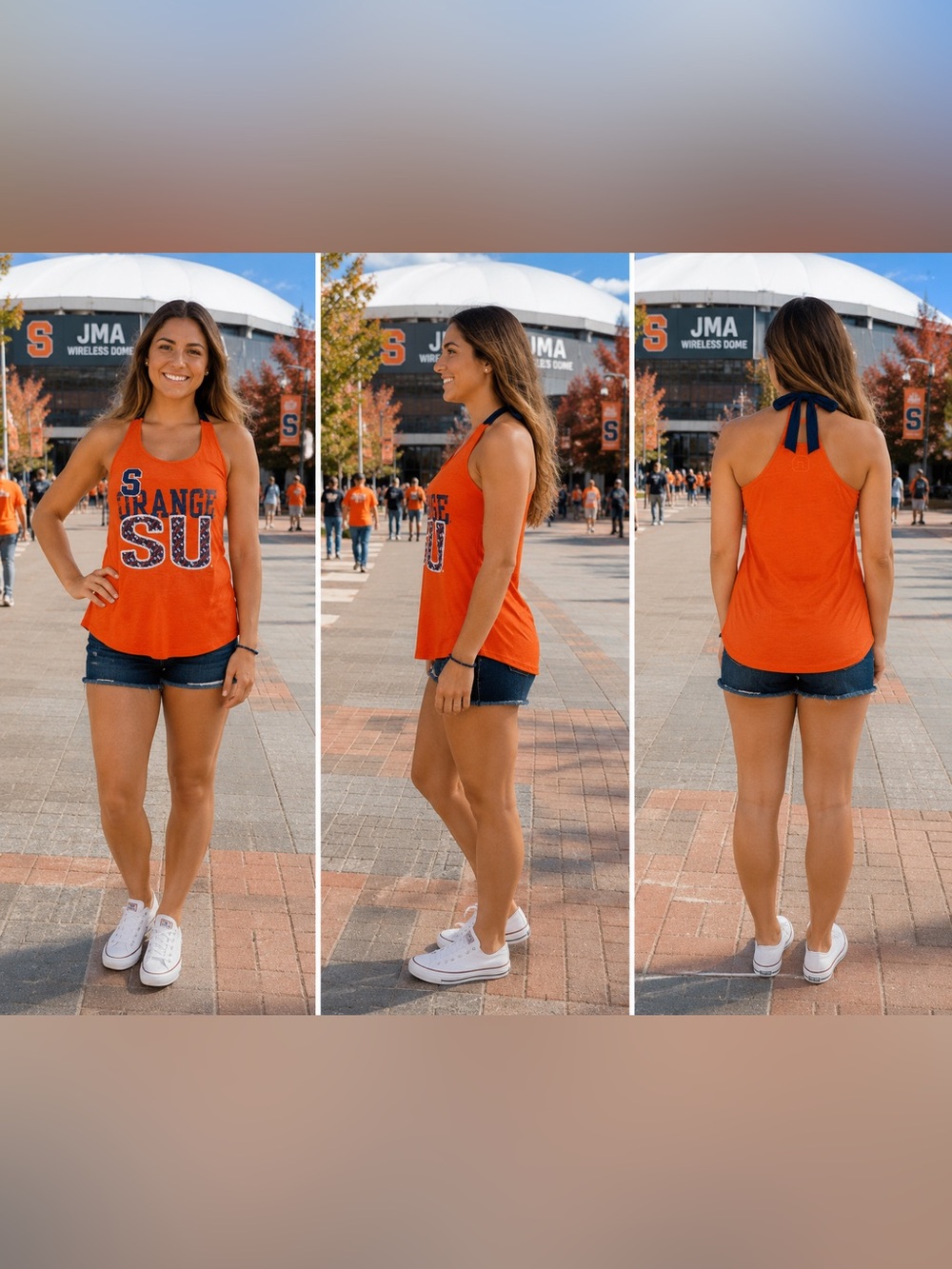 Syracuse Orange Halter Tank Top Large 11/13 NWT Tie Neck Graphic NCAA Orange